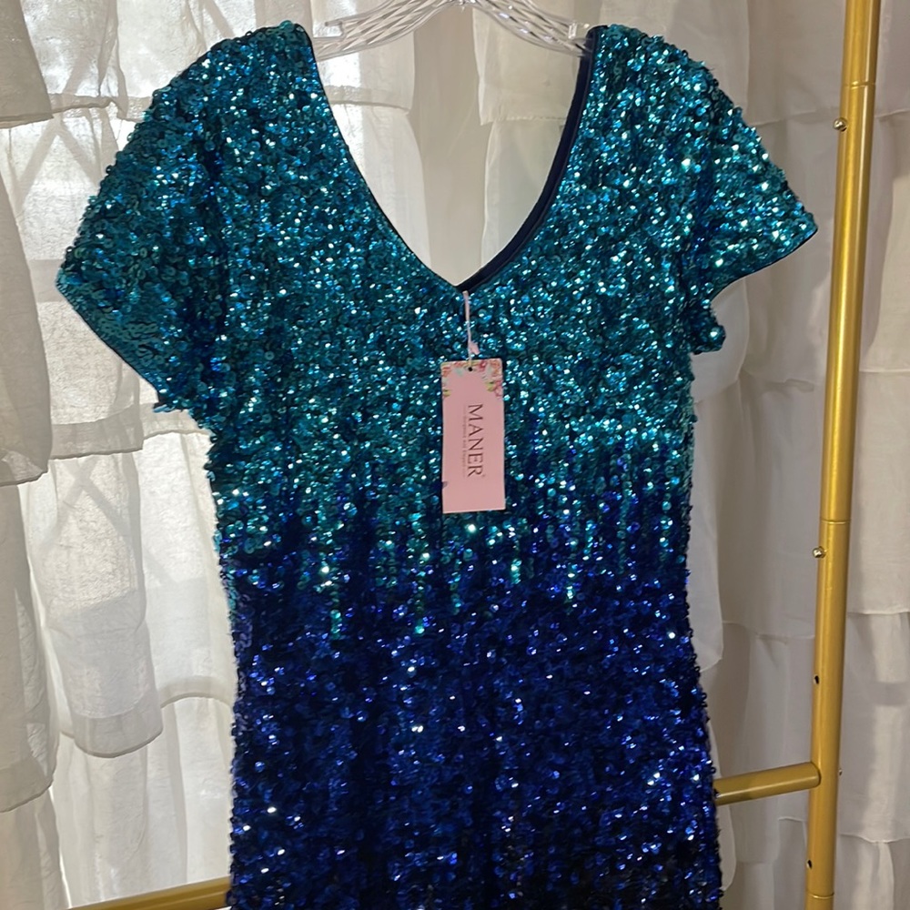 Women's Sequin Glitter Short Sleeve Dress Sexy V Neck Mini Party Club Bodycon